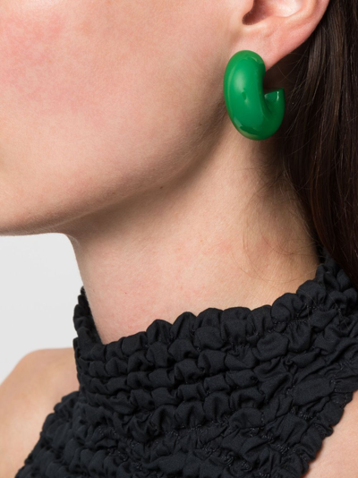 Uncommon Matters Beam Polished Single-loop Earrings In Green