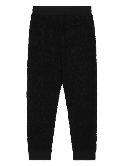 Dolce & Gabbana Monogram-jacquard Drawstring Track Pants In Black