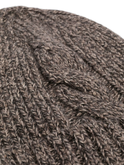 Shop Eleventy Knitted Mélange Beanie In Brown