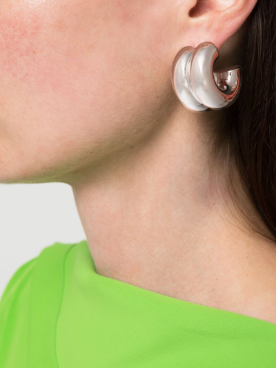 Uncommon Matters Billow Sculpted-hoop Earrings In Silver