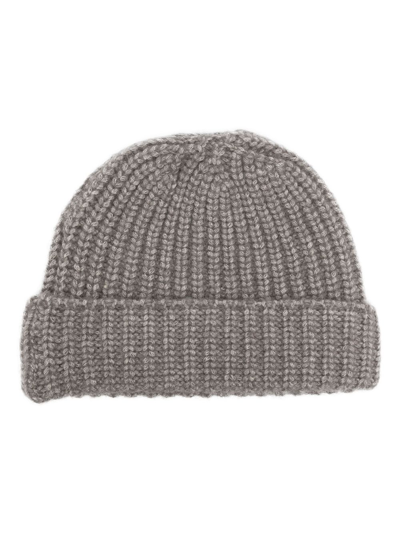 Shop Eleventy Ribbed-knit Beanie In Grey