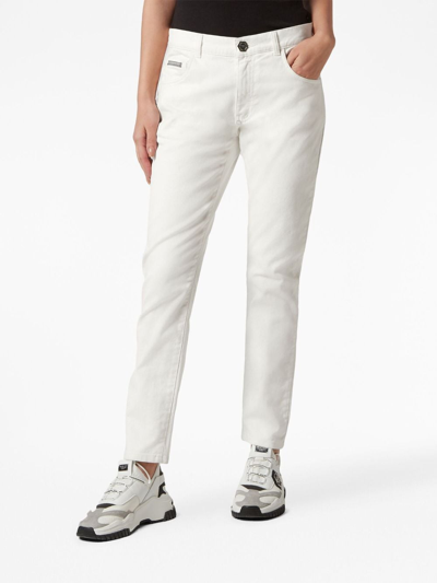 Shop Philipp Plein Straight-leg Denim Trousers In Neutrals