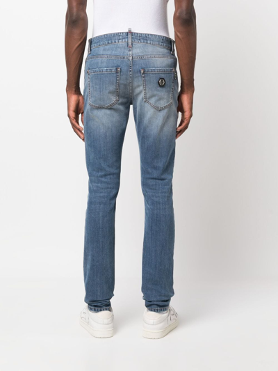 Shop Philipp Plein Logo-patch Skinny Jeans In Blue