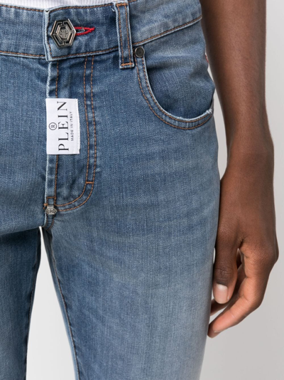 Shop Philipp Plein Logo-patch Skinny Jeans In Blue
