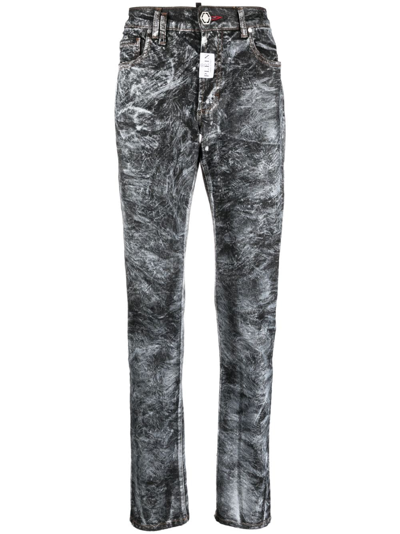 Shop Philipp Plein Abstract-print Straight-leg Jeans In 08rs Rough Sea
