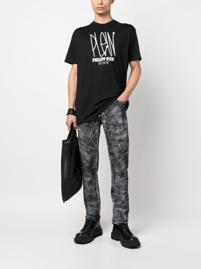 Philipp Plein Abstract-print Straight-leg Jeans In 08rs Rough Sea