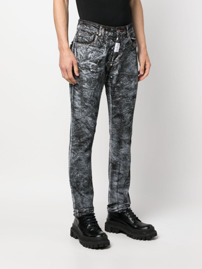 Philipp Plein Abstract-print Straight-leg Jeans In 08rs Rough Sea