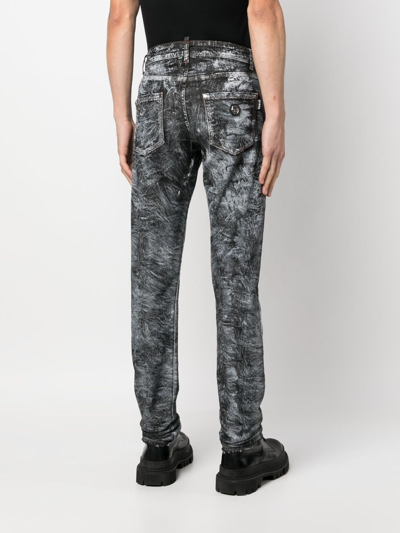 Philipp Plein Abstract-print Straight-leg Jeans In 08rs Rough Sea