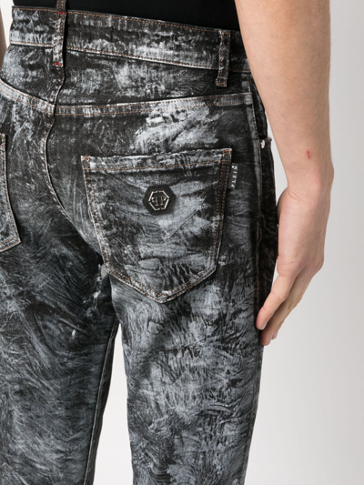 Philipp Plein Abstract-print Straight-leg Jeans In 08rs Rough Sea