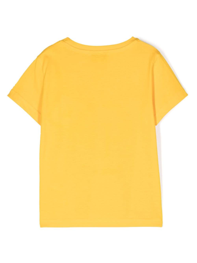 Shop Philipp Plein Junior Logo-print Cotton T-shirt In Yellow