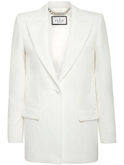 Shop Philipp Plein Cady Single-breasted Peaked Blazer In White