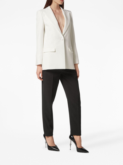 Philipp Plein Cady Single-breasted Peaked Blazer In White