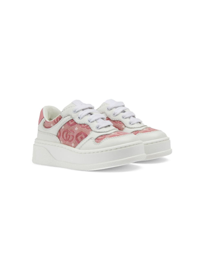 Shop Gucci Double G Leather Platform Sneakers In White