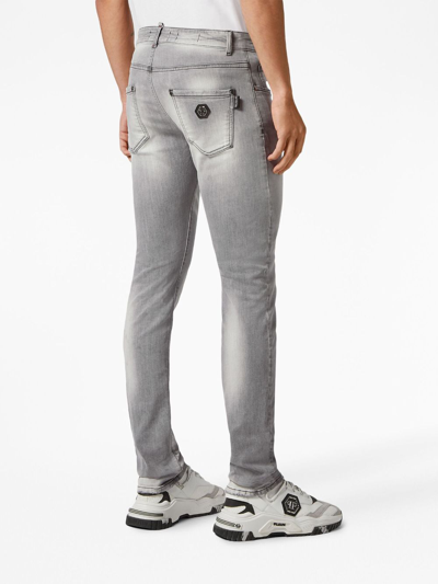 Shop Philipp Plein Logo-patch Skinny Jeans In Grey