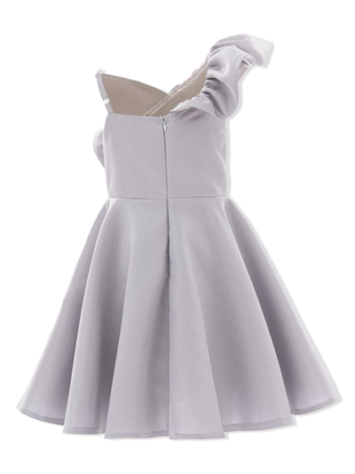 Tulleen Ruffle-detail One-shoulder Dress In Silver