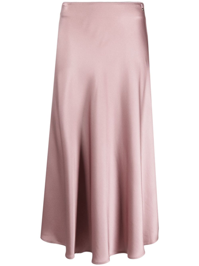 Shop Herno Resort Satin Midi Skirt In Pink