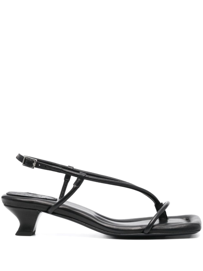 Shop By Malene Birger Tevi 45mm Leather Slingback Sandals In Black