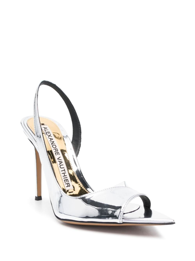 Shop Alexandre Vauthier Patent-finish 110mm Slingback Sandals In Silver
