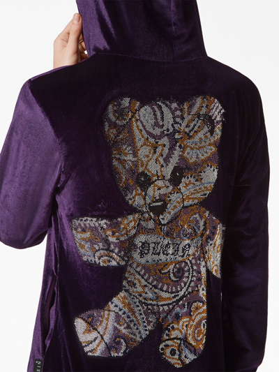Shop Philipp Plein Logo-patch Velvet Tracksuit Set In Purple