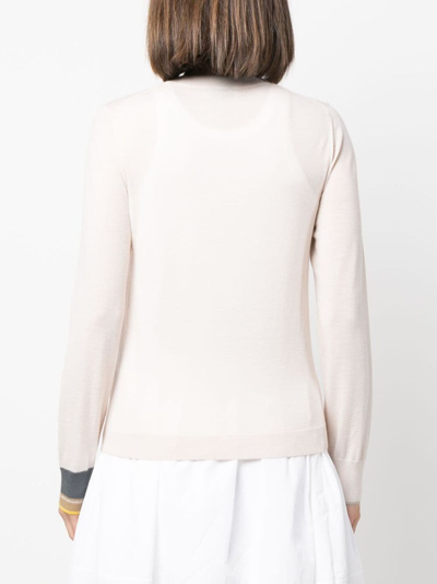 Shop Ps By Paul Smith Striped-detail Knitted Jumper In Pink