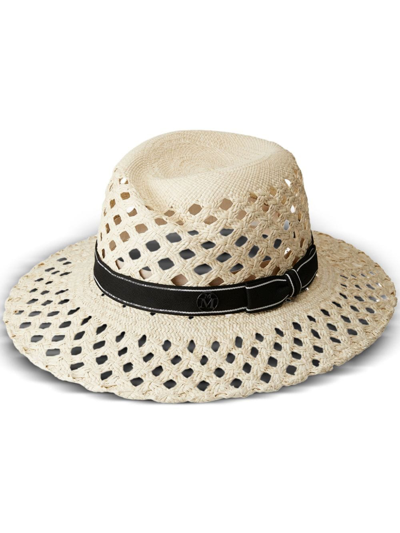 Shop Maison Michel Virginie Straw Fedora Hat In Neutrals