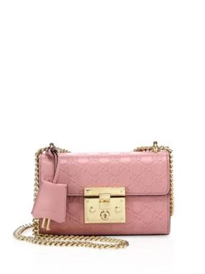 Shop Gucci Padlock Gg Small Leather Shoulder Bag In Pink
