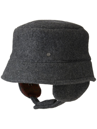 Shop Maison Michel Axel Flap Bucket Hat In Grey