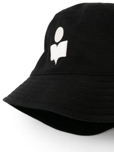 Shop Isabel Marant Haley Embroidered-logo Bucket Hat In Black