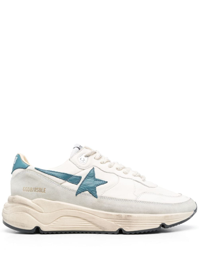 Golden Goose Running Sneakers In White Leather And Fabric In Neutrals
