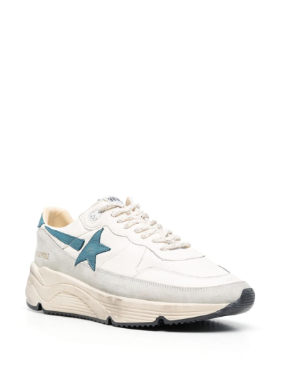 Golden Goose Running Sneakers In White Leather And Fabric In Neutrals