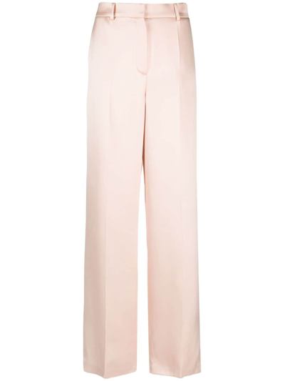 Magda Butrym Low Waist Wide Leg Silk Twill Pants In Pink