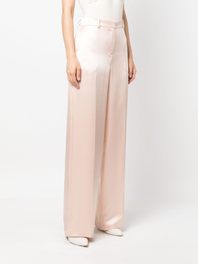 Magda Butrym Low Waist Wide Leg Silk Twill Pants In Pink