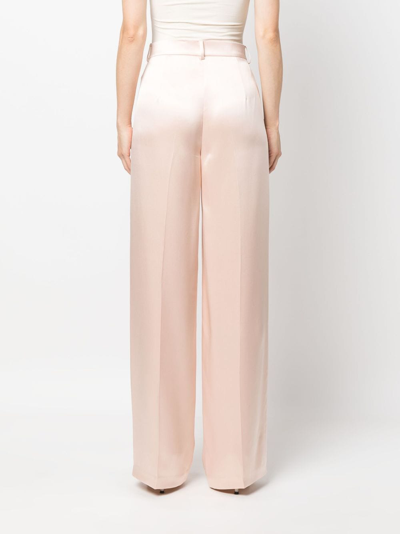 Magda Butrym Low Waist Wide Leg Silk Twill Pants In Pink