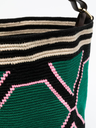 Shop Colville Maxi Wayuu Knitted Bucket Bag In Green