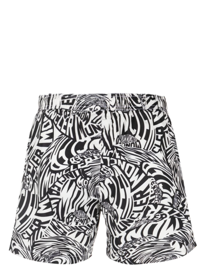 Shop Moncler Logo-print Swim Shorts In Black
