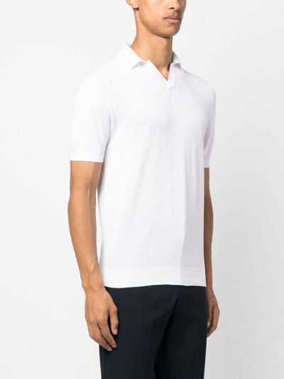 Shop Fedeli Short-sleeved Cotton Polo Shirt In White