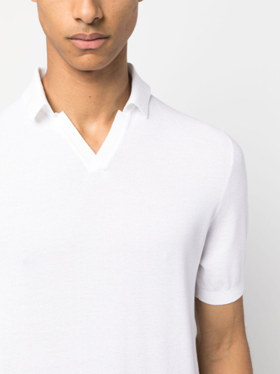 Shop Fedeli Short-sleeved Cotton Polo Shirt In White