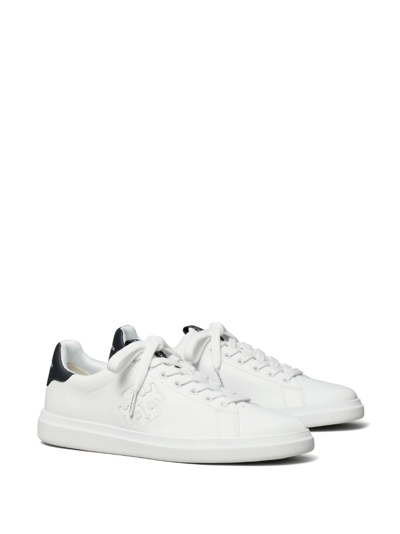 Shop Tory Burch Double T Howell Leather Sneakers In White