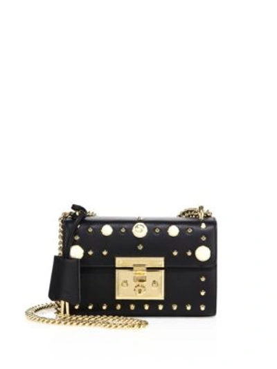 Shop Gucci Padlock Small Studded Leather Shoulder Bag In Black-multi