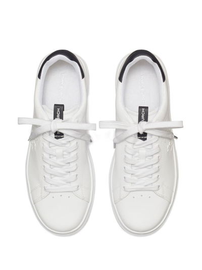 Shop Tory Burch Double T Howell Leather Sneakers In White