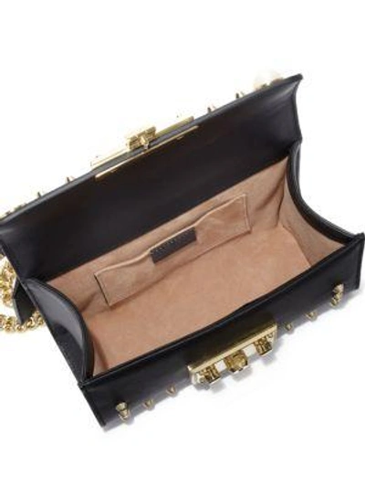 Shop Gucci Padlock Small Studded Leather Shoulder Bag In Black-multi