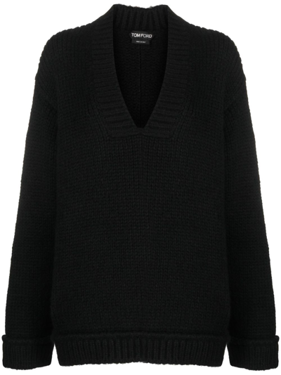 Shop Tom Ford V-neck Pullover Jumper In Black