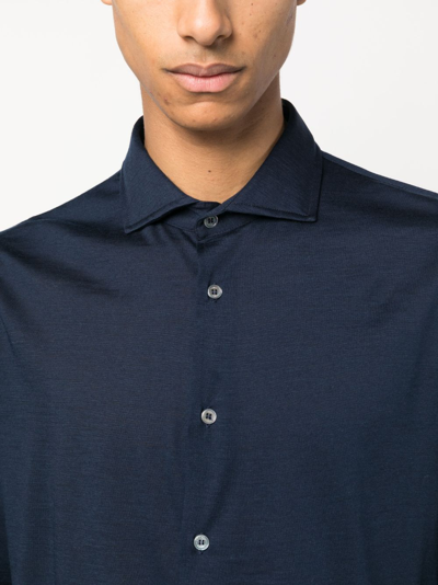 Shop Fedeli Iconic Jason Button-up Shirt In Blue