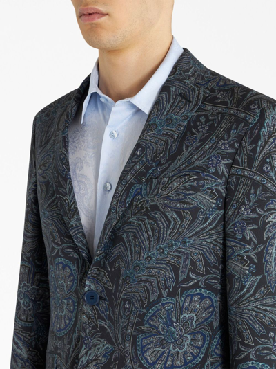Etro Jacket With Foliage Pattern In Blue