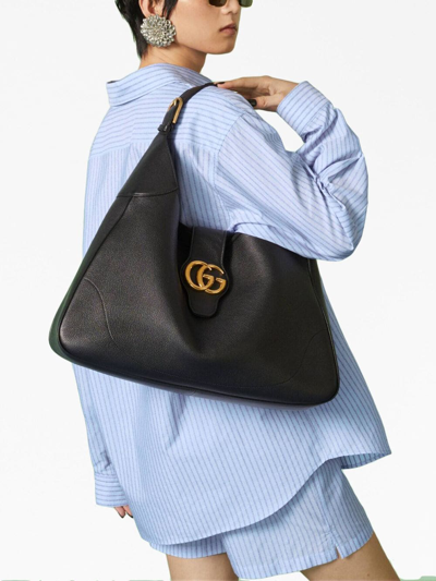 Shop Gucci Large Aphrodite Shoulder Bag In Black
