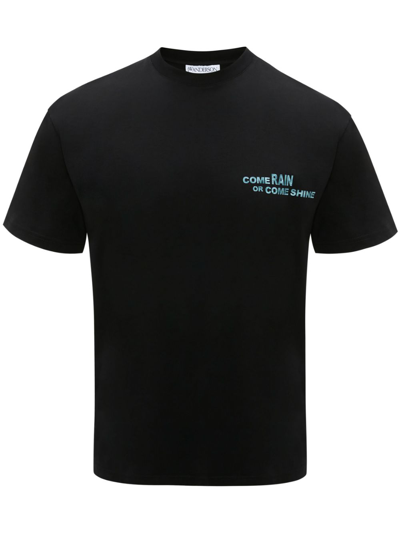 Shop Jw Anderson Slogan-print Cotton T-shirt In Black