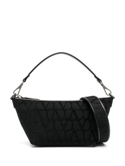 Valentino Toile Iconographe Leather-trim Shoulder Bag In Black