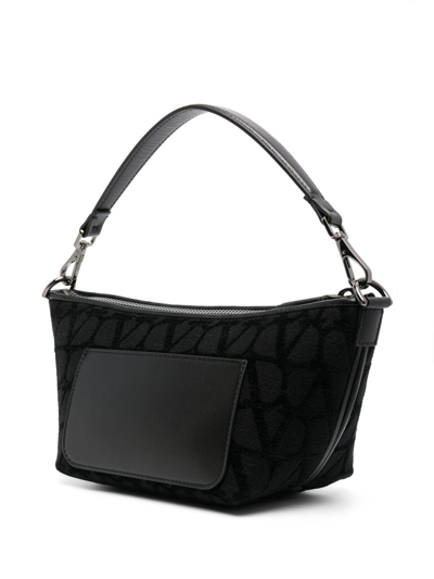 Shop Valentino Toile Iconographe Leather-trim Shoulder Bag In Black