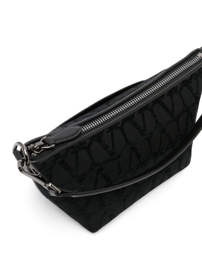 Shop Valentino Toile Iconographe Leather-trim Shoulder Bag In Black