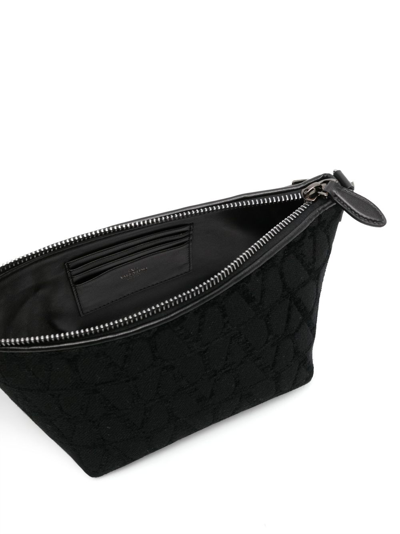 Shop Valentino Toile Iconographe Leather-trim Shoulder Bag In Black